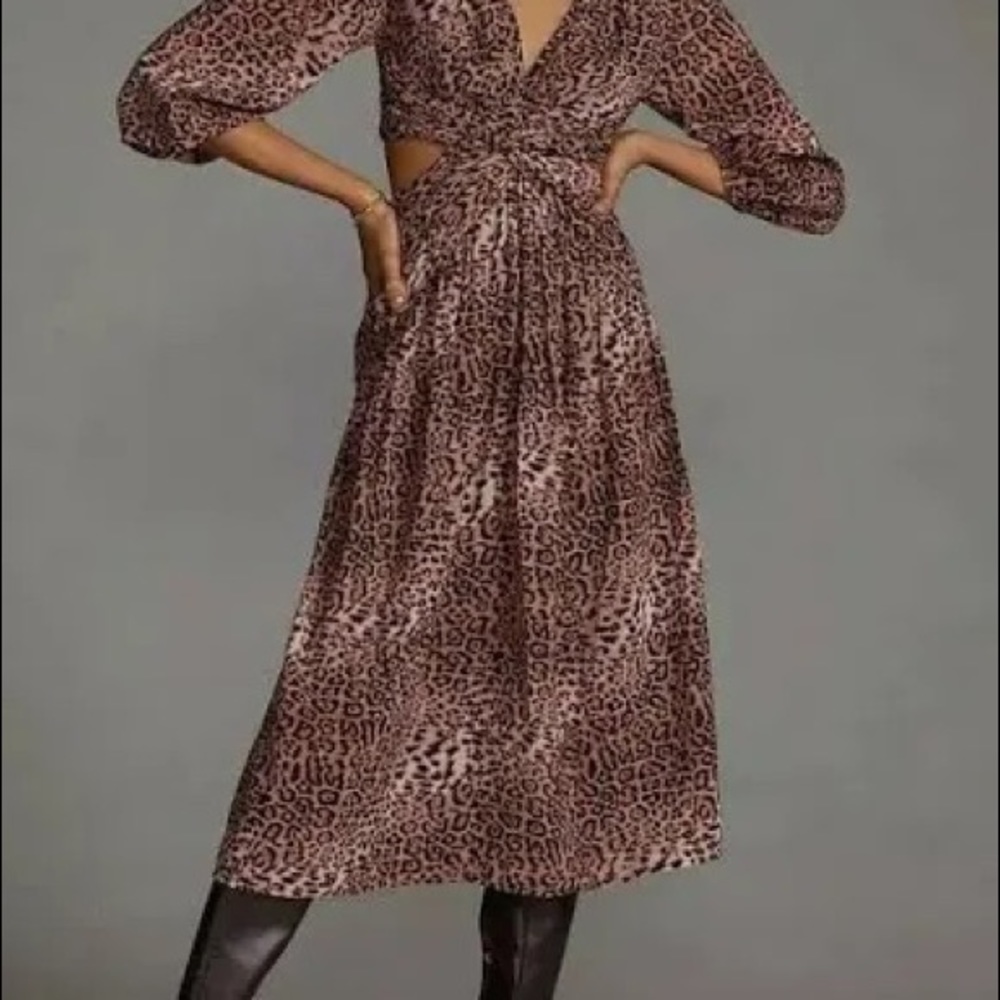 NWT Ranna Gill Anthropologie Leopard print dress sz M